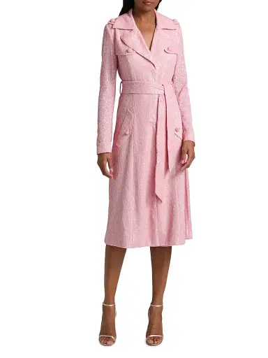 Cara Cara Women's Alpine Sequined Trench Coat - Regular Pink Sequin - Size Large | Thumbnail 3