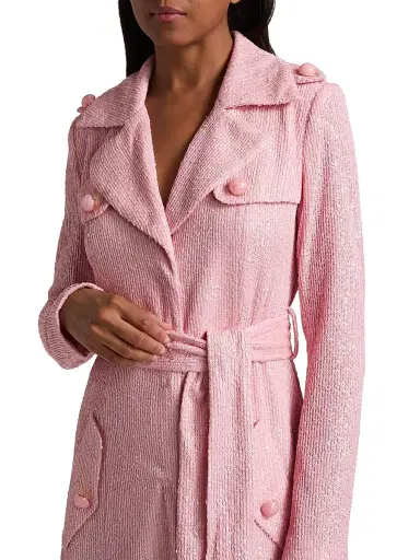 Cara Cara Women's Alpine Sequined Trench Coat - Regular Pink Sequin - Size Large | Thumbnail 6