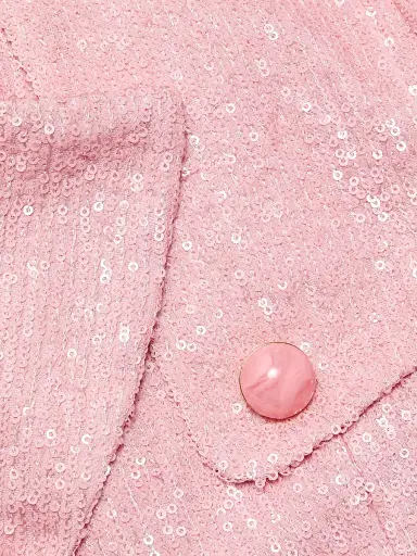 Cara Cara Women's Alpine Sequined Trench Coat - Regular Pink Sequin - Size Large | Thumbnail 7