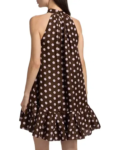 Cara Cara Women's Arca Polka Dot Linen-Silk Tent Minidress - Joelle Dot Brown - Size Large | Thumbnail 5 Cara Cara Women's Arca Polka Dot Linen-Silk Tent Minidress - Joelle Dot Brown - Size Large | Thumbnail 5