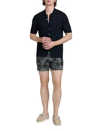 Saks Fifth Avenue Men's Breezy Palms Printed Drawstring Swim Shorts - Sage Multi - Size XXL | Thumbnail 2
