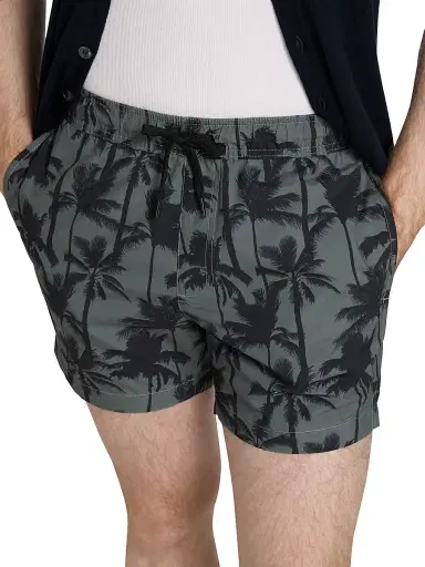 Saks Fifth Avenue Men's Breezy Palms Printed Drawstring Swim Shorts - Sage Multi - Size XXL | Thumbnail 5