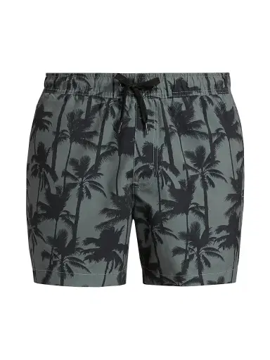 Saks Fifth Avenue Men's Breezy Palms Printed Drawstring Swim Shorts - Sage Multi - Size XXL | Thumbnail 1