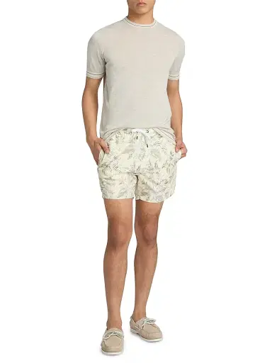 Saks Fifth Avenue Men's Hibiscus Medley Drawstring Swim Shorts - Cream Multi - Size XXL | Thumbnail 2 Saks Fifth Avenue Men's Hibiscus Medley Drawstring Swim Shorts - Cream Multi - Size XXL | Thumbnail 2