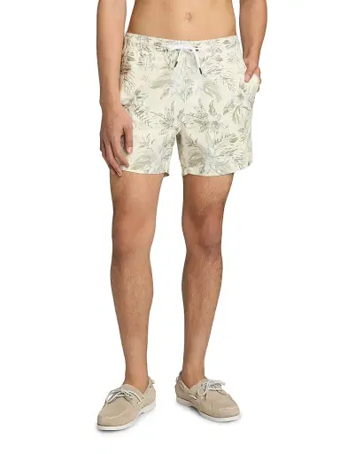 Saks Fifth Avenue Men's Hibiscus Medley Drawstring Swim Shorts - Cream Multi - Size XXL | Thumbnail 3 Saks Fifth Avenue Men's Hibiscus Medley Drawstring Swim Shorts - Cream Multi - Size XXL | Thumbnail 3