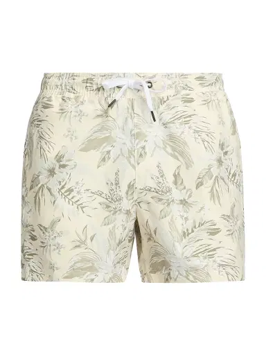 Saks Fifth Avenue Men's Hibiscus Medley Drawstring Swim Shorts - Cream Multi - Size XXL | Thumbnail 1 Saks Fifth Avenue Men's Hibiscus Medley Drawstring Swim Shorts - Cream Multi - Size XXL | Thumbnail 1