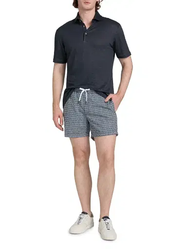 Saks Fifth Avenue Men's COLLECTION Air Geo Printed Drawstring Swim Shorts - Navy - Size XXL | Thumbnail 2