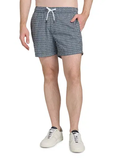 Saks Fifth Avenue Men's COLLECTION Air Geo Printed Drawstring Swim Shorts - Navy - Size XXL | Thumbnail 3
