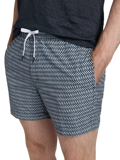 Saks Fifth Avenue Men's COLLECTION Air Geo Printed Drawstring Swim Shorts - Navy - Size XXL | Thumbnail 5