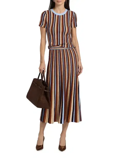 Cara Cara Women's Montana Striped Midi-Skirt - Metalic Stripe | Thumbnail 2 Cara Cara Women's Montana Striped Midi-Skirt - Metalic Stripe | Thumbnail 2