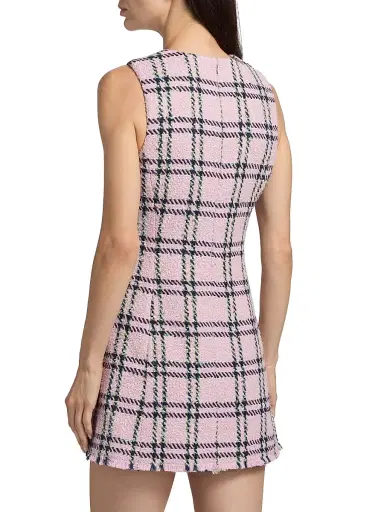 Cara Cara Women's Posie Plaid Sleeveless Minidress - Pink Green Boucle Plaid - Size 12 | Thumbnail 5