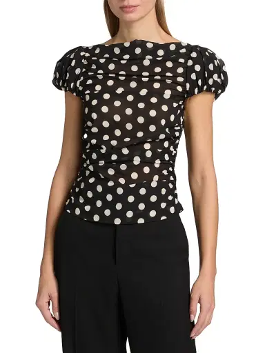 Cara Cara Women's Melissa Polka Dot Stretch-Silk Top - Joelle Dot Black - Size Medium | Thumbnail 3 Cara Cara Women's Melissa Polka Dot Stretch-Silk Top - Joelle Dot Black - Size Medium | Thumbnail 3