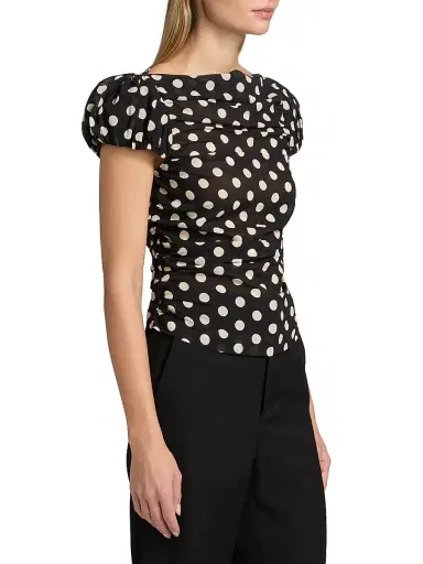 Cara Cara Women's Melissa Polka Dot Stretch-Silk Top - Joelle Dot Black - Size Medium | Thumbnail 4 Cara Cara Women's Melissa Polka Dot Stretch-Silk Top - Joelle Dot Black - Size Medium | Thumbnail 4