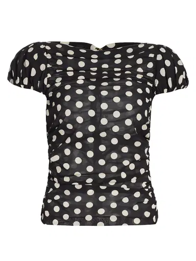 Cara Cara Women's Melissa Polka Dot Stretch-Silk Top - Joelle Dot Black - Size Medium | Thumbnail 1 Cara Cara Women's Melissa Polka Dot Stretch-Silk Top - Joelle Dot Black - Size Medium | Thumbnail 1