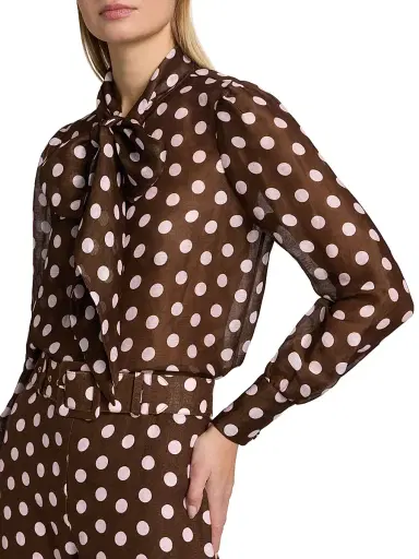 Cara Cara Women's Chili Polka Dot Linen-Silk Shirt | Thumbnail 6 Cara Cara Women's Chili Polka Dot Linen-Silk Shirt | Thumbnail 6
