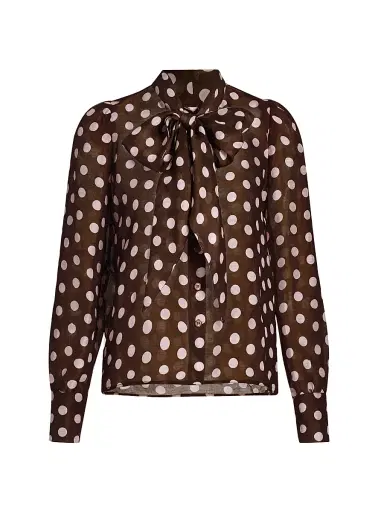 Cara Cara Women's Chili Polka Dot Linen-Silk Shirt | Thumbnail 1 Cara Cara Women's Chili Polka Dot Linen-Silk Shirt | Thumbnail 1