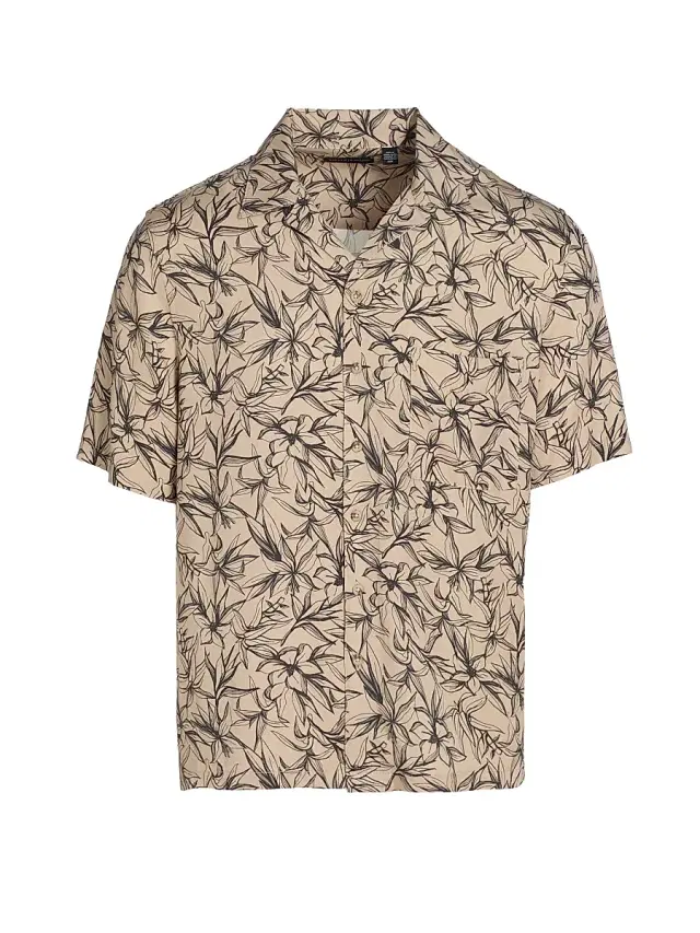 Men's Vine Floral Camp Shirt - Taupe Multi - Size Large Men's Vine Floral Camp Shirt - Taupe Multi - Size Large