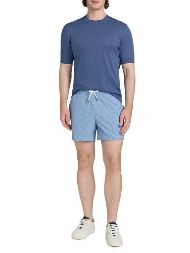 Saks Fifth Avenue Men's Tonal Microstripe Swim Shorts - Storm | Thumbnail 2