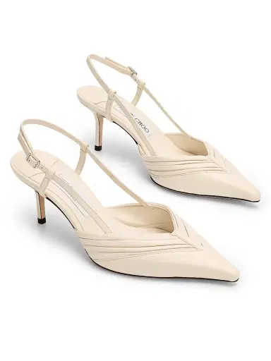 Jimmy Choo Women's Afia 65MM Leather Slingback Pumps - Latte | Thumbnail 2