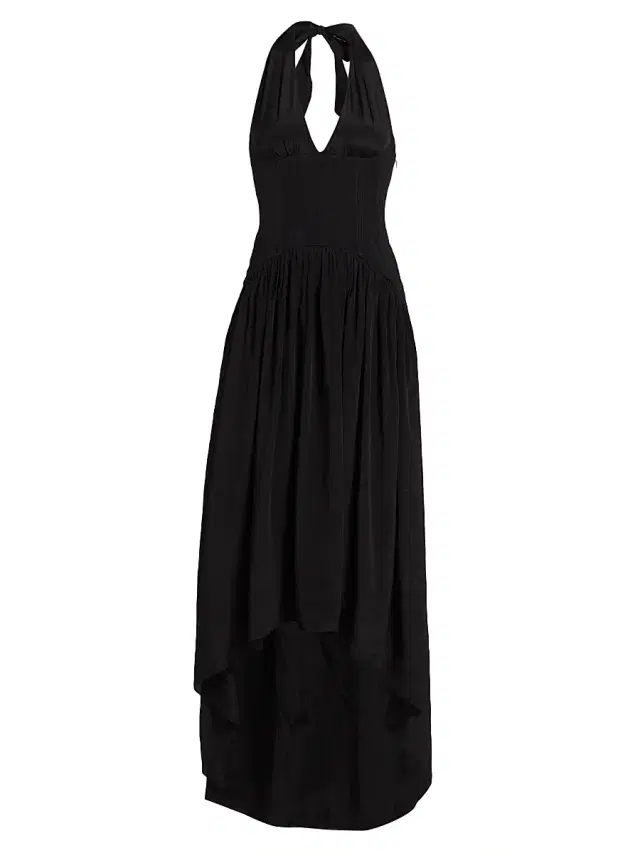 Women's Zsa Zsa Halter Silk-Blend Crepe de Chine Gown - Black