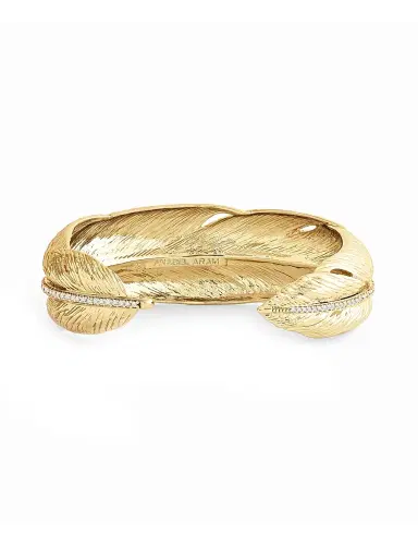 Anabel Aram Women's Feather 18K-Gold-Plated & Crystal Narrow Hinged Cuff - Gold | Thumbnail 2 Anabel Aram Women's Feather 18K-Gold-Plated & Crystal Narrow Hinged Cuff - Gold | Thumbnail 2