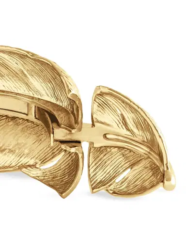 Anabel Aram Women's Feather 18K-Gold-Plated & Crystal Wide Hinged Cuff - Gold | Thumbnail 4 Anabel Aram Women's Feather 18K-Gold-Plated & Crystal Wide Hinged Cuff - Gold | Thumbnail 4