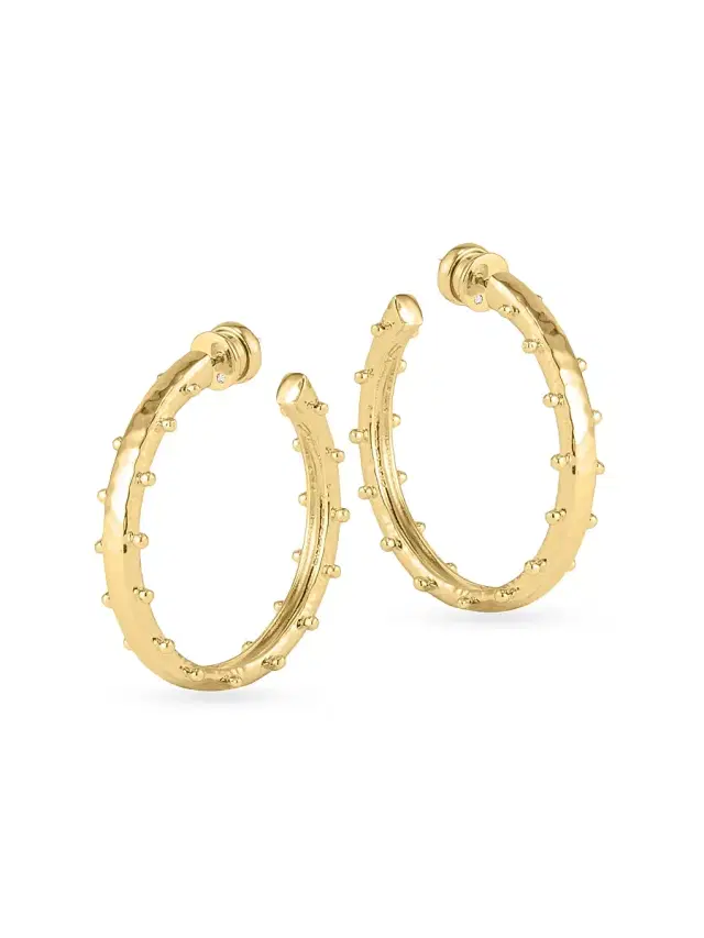 Women's Milos 18K-Gold-Plated  Studded Hoop Earrings - Gold