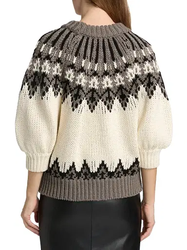 Altuzarra Women's Marty Chunky Colorworked Puff-Sleeve Sweater | Thumbnail 5 Altuzarra Women's Marty Chunky Colorworked Puff-Sleeve Sweater | Thumbnail 5