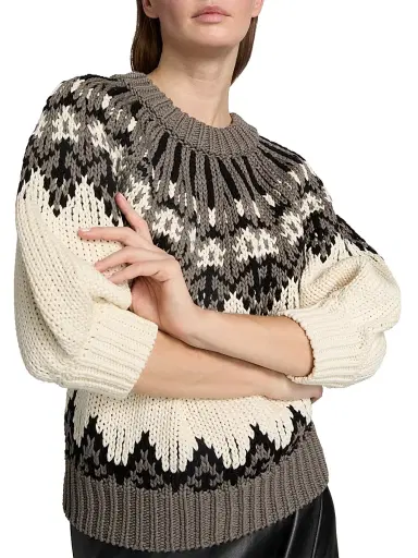 Altuzarra Women's Marty Chunky Colorworked Puff-Sleeve Sweater | Thumbnail 6 Altuzarra Women's Marty Chunky Colorworked Puff-Sleeve Sweater | Thumbnail 6