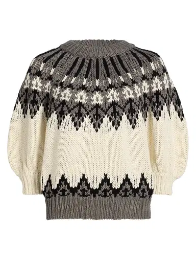 Altuzarra Women's Marty Chunky Colorworked Puff-Sleeve Sweater | Thumbnail 1 Altuzarra Women's Marty Chunky Colorworked Puff-Sleeve Sweater | Thumbnail 1