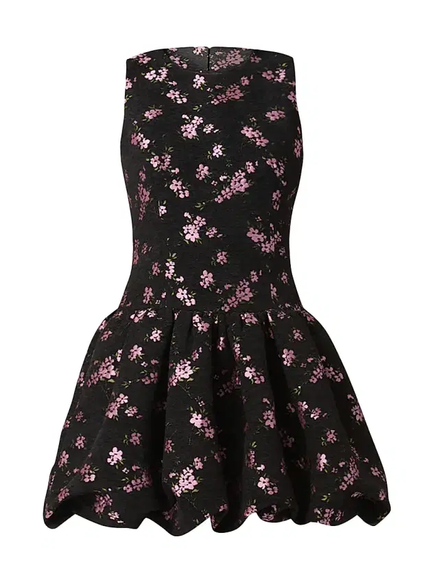 Shoshanna Women's Raffaella Metallic Floral Velvet Bubble-Hem Dress - Jet Mauve