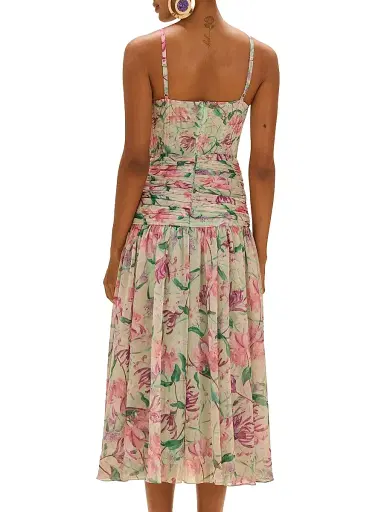 PatBo Women's Honey Flower Chiffon Midi-Dress - Green - Size 8 | Thumbnail 4