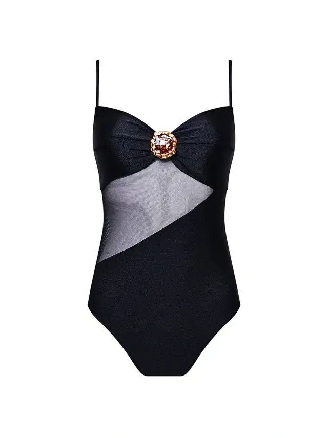 PatBO Women's Jade Tulle One-Piece Swimsuit - Black