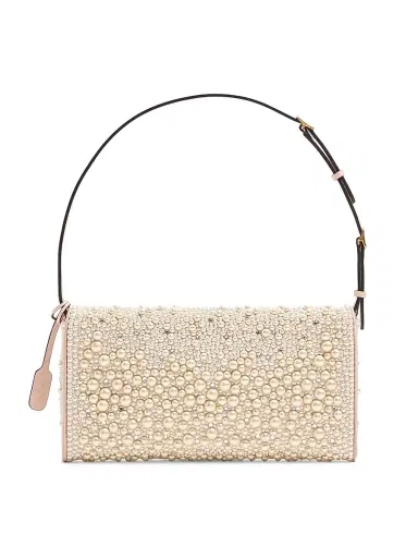 Valentino Garavani Women's DeVain Small Shoulder Bag with Pearls and Rhinestones - Cream | Thumbnail 6 Valentino Garavani Women's DeVain Small Shoulder Bag with Pearls and Rhinestones - Cream | Thumbnail 6