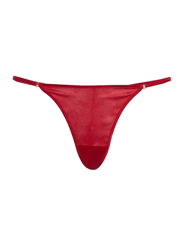 Women's Orchid Floral Lace & Stretch-Silk Thong - Red