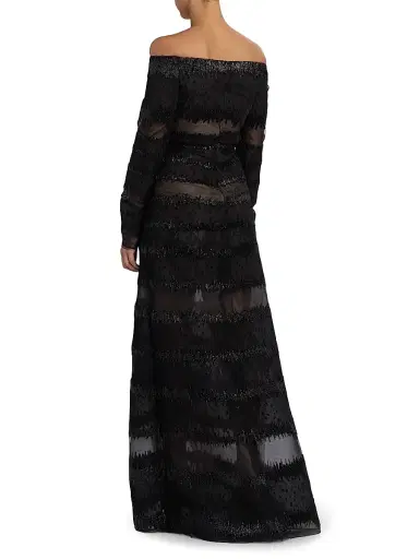Atelier Prabal Gurung Women's Karolina Metallic Tulle Off-Shoulder Gown - Black | Thumbnail 5 Atelier Prabal Gurung Women's Karolina Metallic Tulle Off-Shoulder Gown - Black | Thumbnail 5