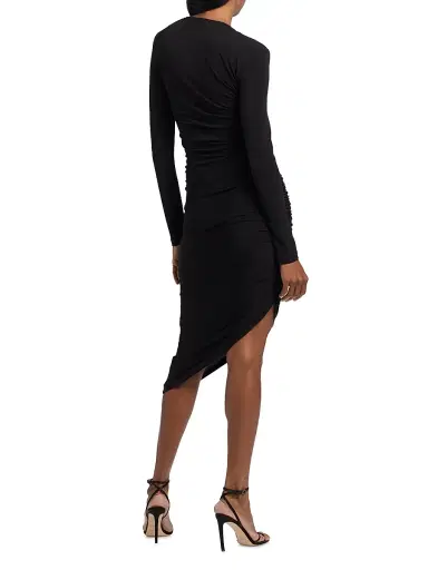 PRABAL GURUNG Women's Asymmetric Ruched Midi-Dress - Black - Size XL | Thumbnail 5 PRABAL GURUNG Women's Asymmetric Ruched Midi-Dress - Black - Size XL | Thumbnail 5