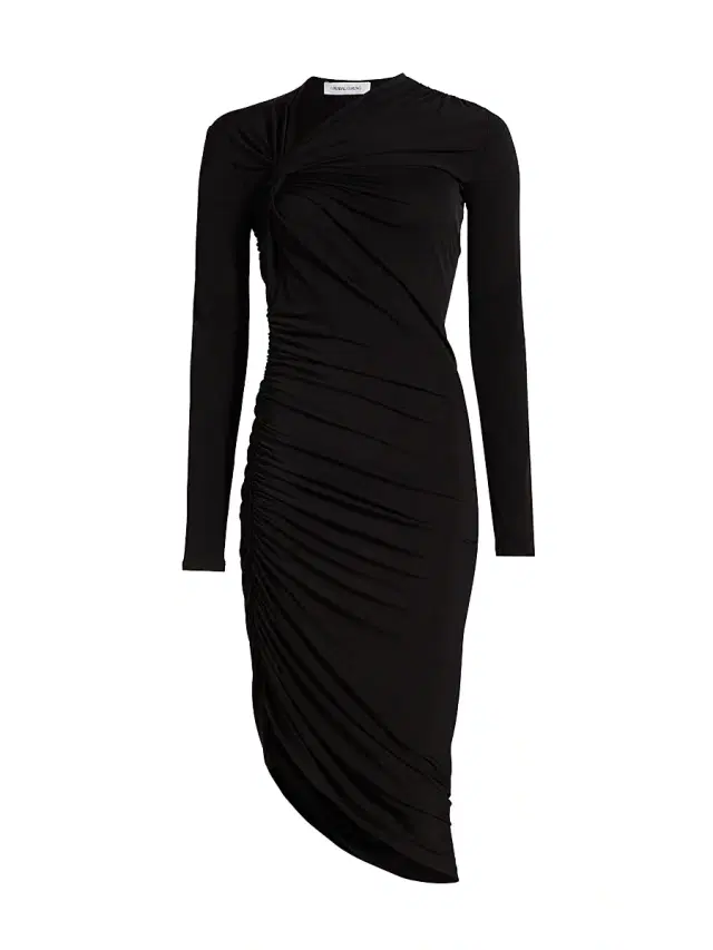 Prabal Gurung Women's Asymmetric Ruched Midi-Dress - Black
