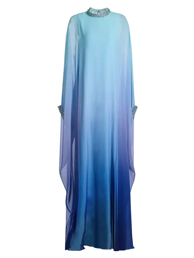 Women's Ombré Chiffon Caftan Gown - Blue Multi