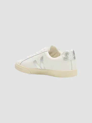 Veja Women's Esplar Low-Top Leather Sneakers - White Silver - Size 9 | Thumbnail 3
