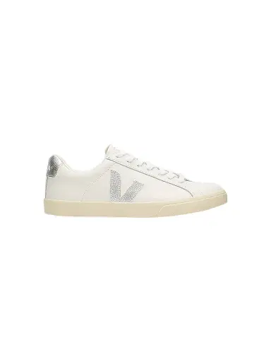 Veja Women's Esplar Low-Top Leather Sneakers - White Silver - Size 9 | Thumbnail 1