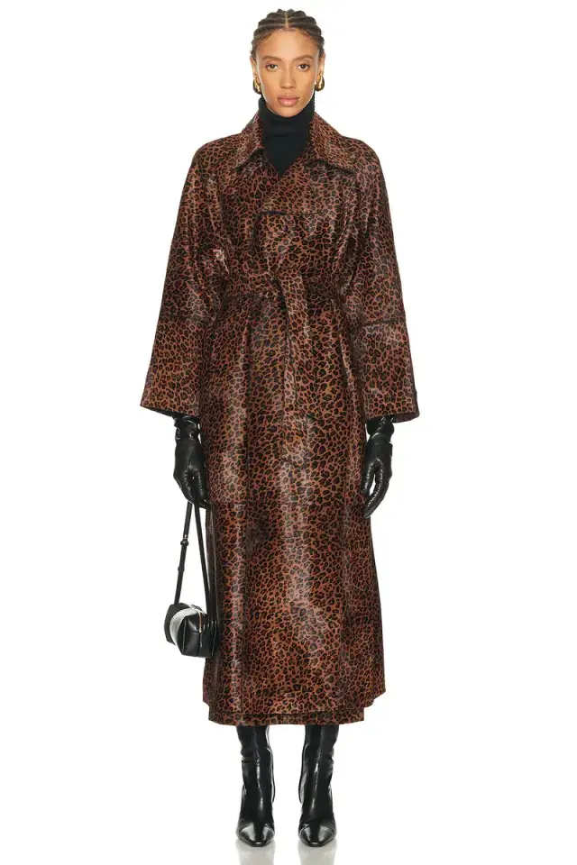 NOUR HAMMOUR Althea Pony Hair Trench Coat