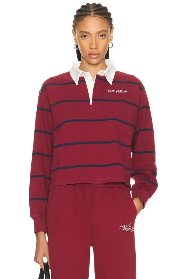 Sporty & Rich Serif Logo Rugby Polo Top
