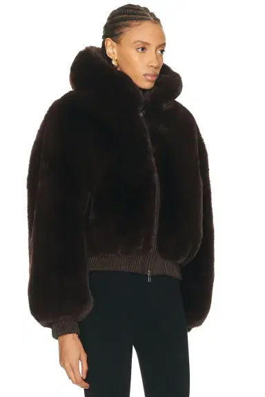 Skims Ski Faux Fur Shrunken Zip Up Jacket | Thumbnail 2