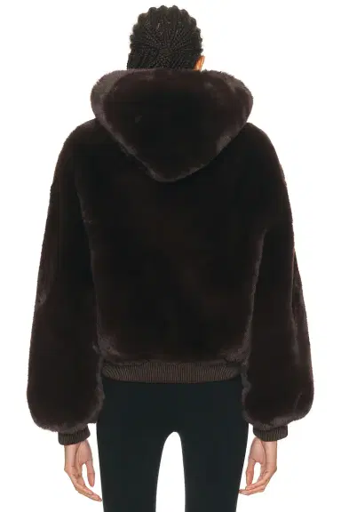 Skims Ski Faux Fur Shrunken Zip Up Jacket | Thumbnail 3