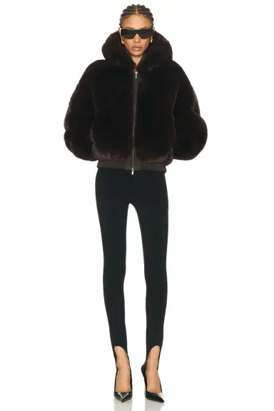 Skims Ski Faux Fur Shrunken Zip Up Jacket | Thumbnail 4