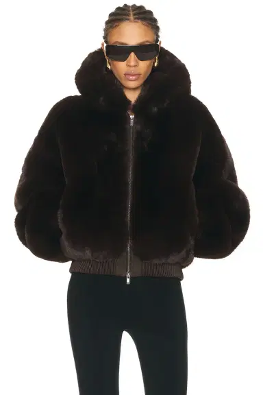 Skims Ski Faux Fur Shrunken Zip Up Jacket | Thumbnail 1
