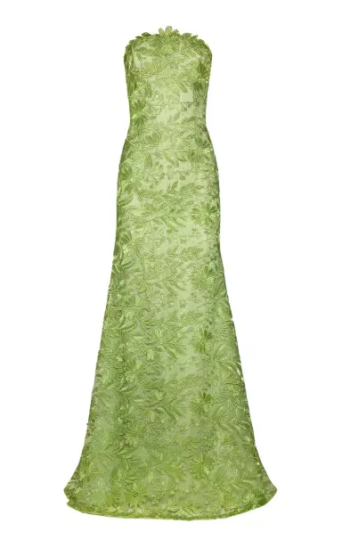 Naeem Khan Metallic Lace Strapless Fit-And-Flare Gown | Thumbnail 1