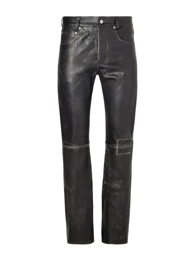 Slim-Fit Flared Crust Leather Trousers - Men