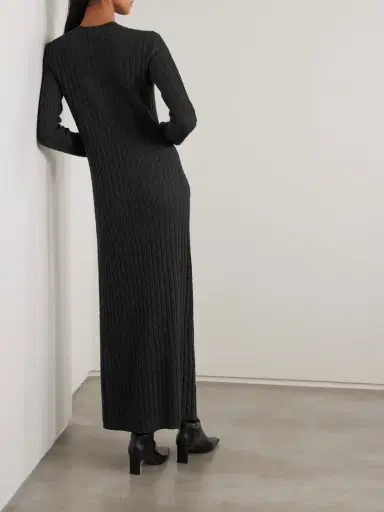 TOTEME Cable-knit Wool Maxi Dress | Thumbnail 3 TOTEME Cable-knit Wool Maxi Dress | Thumbnail 3